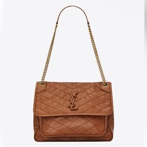 YSL medium Niki in vintage leather light caramel gold hardware